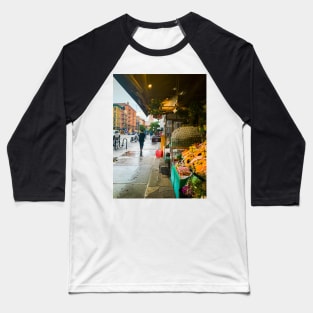 Street Flowers Shop Rain Upper West Side Manhattan NYC Baseball T-Shirt